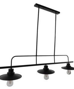 GloboStar® REGAL 01009 Vintage Industrial Φωτιστικό Οροφής Τρίφωτο Μαύρο Ράγα Μ113 x Π26 x Υ85cm