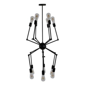 GloboStar® SPIDER 01012 Vintage Industrial Φωτιστικό Οροφής Πολύφωτο Μαύρο Μεταλλικό Φ100 x Y40cm