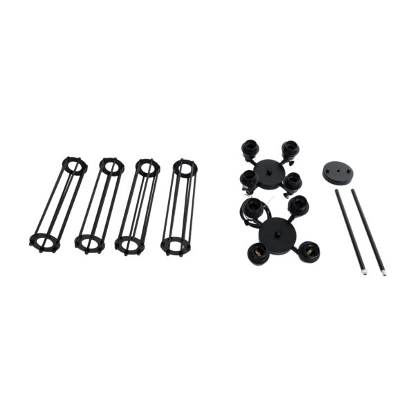 GloboStar® TUBING 01013 Vintage Industrial Κρεμαστό Φωτιστικό Οροφής Πολύφωτο 4 x E27 AC220-240V – Φ27 x Υ47cm – Μαύρο Μεταλλικό Πλέγμα – 5 Χρόνια Εγγύηση