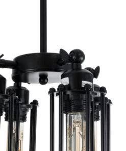 GloboStar® TUBING 01013 Vintage Industrial Κρεμαστό Φωτιστικό Οροφής Πολύφωτο 4 x E27 AC220-240V – Φ27 x Υ47cm – Μαύρο Μεταλλικό Πλέγμα – 5 Χρόνια Εγγύηση