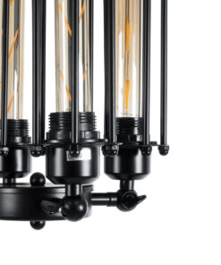 GloboStar® TUBING 01013 Vintage Industrial Κρεμαστό Φωτιστικό Οροφής Πολύφωτο 4 x E27 AC220-240V – Φ27 x Υ47cm – Μαύρο Μεταλλικό Πλέγμα – 5 Χρόνια Εγγύηση