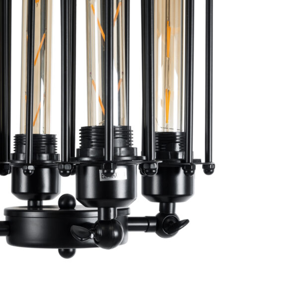 GloboStar® TUBING 01013 Vintage Industrial Κρεμαστό Φωτιστικό Οροφής Πολύφωτο 4 x E27 AC220-240V – Φ27 x Υ47cm – Μαύρο Μεταλλικό Πλέγμα – 5 Χρόνια Εγγύηση