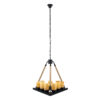 GloboStar® DOME 10001021 Vintage Κρεμαστό Φωτιστικό Οροφής Πολύφωτο 9 x E27 Μαύρο Μεταλλικό με Όνυχα Πολυέλαιος με Μπεζ Σχοινί Μ68 x Π60 x Υ50cm