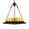 GloboStar® DOME 10001021 Vintage Κρεμαστό Φωτιστικό Οροφής Πολύφωτο 9 x E27 Μαύρο Μεταλλικό με Όνυχα Πολυέλαιος με Μπεζ Σχοινί Μ68 x Π60 x Υ50cm