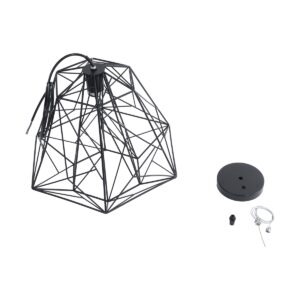 GloboStar® GRID 01022 Vintage Industrial Kρεμαστό Φωτιστικό Οροφής Μονόφωτο Μαύρο Μεταλλικό Πλέγμα Φ32 x Y34cm