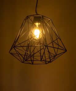 GloboStar® GRID 01022 Vintage Industrial Kρεμαστό Φωτιστικό Οροφής Μονόφωτο Μαύρο Μεταλλικό Πλέγμα Φ32 x Y34cm