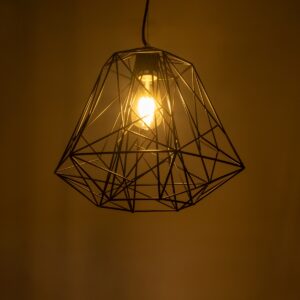 GloboStar® GRID 01022 Vintage Industrial Kρεμαστό Φωτιστικό Οροφής Μονόφωτο Μαύρο Μεταλλικό Πλέγμα Φ32 x Y34cm