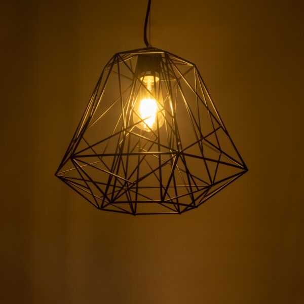 GloboStar® GRID 01022 Vintage Industrial Kρεμαστό Φωτιστικό Οροφής Μονόφωτο Μαύρο Μεταλλικό Πλέγμα Φ32 x Y34cm