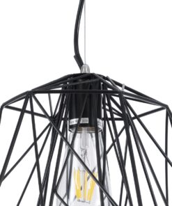 GloboStar® GRID 01022 Vintage Industrial Kρεμαστό Φωτιστικό Οροφής Μονόφωτο Μαύρο Μεταλλικό Πλέγμα Φ32 x Y34cm