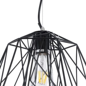 GloboStar® GRID 01022 Vintage Industrial Kρεμαστό Φωτιστικό Οροφής Μονόφωτο Μαύρο Μεταλλικό Πλέγμα Φ32 x Y34cm