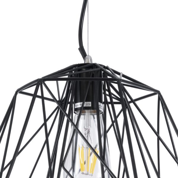 GloboStar® GRID 01022 Vintage Industrial Kρεμαστό Φωτιστικό Οροφής Μονόφωτο Μαύρο Μεταλλικό Πλέγμα Φ32 x Y34cm