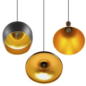 GloboStar® SHANGHAI BLACK 01025 SET 3 Μοντέρνα Κρεμαστά Φωτιστικά Οροφής Τρίφωτο 3 x E27 Μαύρα Μεταλλικά Καμπάνα
