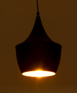 GloboStar® SHANGHAI BLACK 01025-A Μοντέρνο Κρεμαστό Φωτιστικό Οροφής Μονόφωτο 1 x E27 Μαύρο Μεταλλικό Καμπάνα Φ24 x Υ30cm