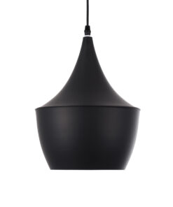 GloboStar® SHANGHAI BLACK 01025-A Μοντέρνο Κρεμαστό Φωτιστικό Οροφής Μονόφωτο 1 x E27 Μαύρο Μεταλλικό Καμπάνα Φ24 x Υ30cm