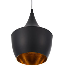 GloboStar® SHANGHAI BLACK 01025-A Μοντέρνο Κρεμαστό Φωτιστικό Οροφής Μονόφωτο 1 x E27 Μαύρο Μεταλλικό Καμπάνα Φ24 x Υ30cm