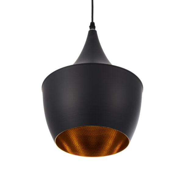 GloboStar® SHANGHAI BLACK 01025-A Μοντέρνο Κρεμαστό Φωτιστικό Οροφής Μονόφωτο 1 x E27 Μαύρο Μεταλλικό Καμπάνα Φ24 x Υ30cm