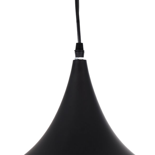 GloboStar® SHANGHAI BLACK 01025-A Μοντέρνο Κρεμαστό Φωτιστικό Οροφής Μονόφωτο 1 x E27 Μαύρο Μεταλλικό Καμπάνα Φ24 x Υ30cm