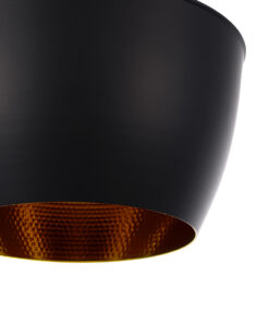 GloboStar® SHANGHAI BLACK 01025-A Μοντέρνο Κρεμαστό Φωτιστικό Οροφής Μονόφωτο 1 x E27 Μαύρο Μεταλλικό Καμπάνα Φ24 x Υ30cm