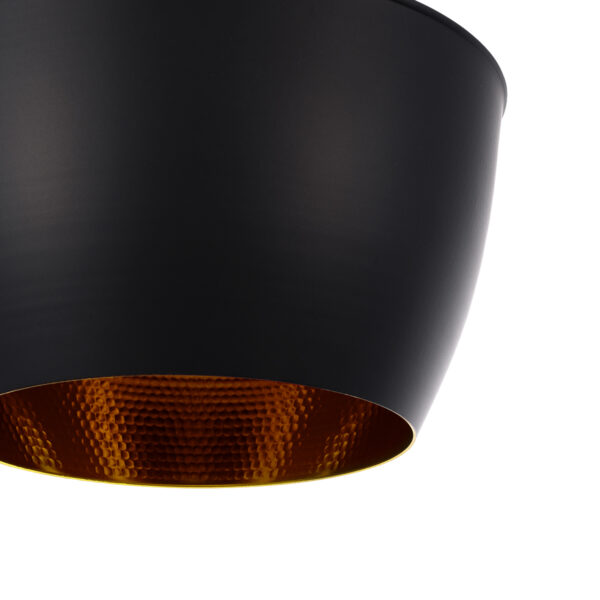GloboStar® SHANGHAI BLACK 01025-A Μοντέρνο Κρεμαστό Φωτιστικό Οροφής Μονόφωτο 1 x E27 Μαύρο Μεταλλικό Καμπάνα Φ24 x Υ30cm