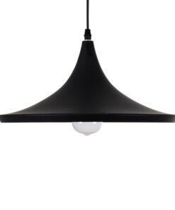 GloboStar® SHANGHAI BLACK 01025-B Μοντέρνο Κρεμαστό Φωτιστικό Οροφής Μονόφωτο 1 x E27 Μαύρο Μεταλλικό Καμπάνα Φ37 x Υ20cm