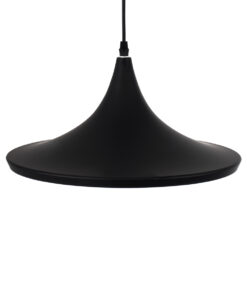 GloboStar® SHANGHAI BLACK 01025-B Μοντέρνο Κρεμαστό Φωτιστικό Οροφής Μονόφωτο 1 x E27 Μαύρο Μεταλλικό Καμπάνα Φ37 x Υ20cm