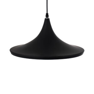 GloboStar® SHANGHAI BLACK 01025-B Μοντέρνο Κρεμαστό Φωτιστικό Οροφής Μονόφωτο 1 x E27 Μαύρο Μεταλλικό Καμπάνα Φ37 x Υ20cm