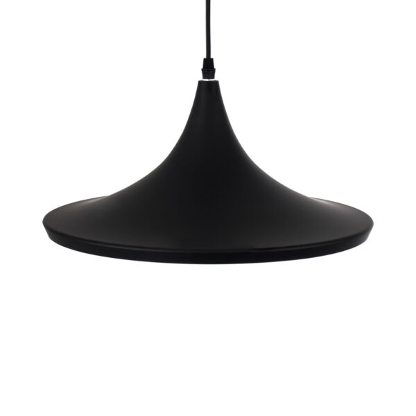 GloboStar® SHANGHAI BLACK 01025-B Μοντέρνο Κρεμαστό Φωτιστικό Οροφής Μονόφωτο 1 x E27 Μαύρο Μεταλλικό Καμπάνα Φ37 x Υ20cm