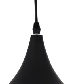 GloboStar® SHANGHAI BLACK 01025-B Μοντέρνο Κρεμαστό Φωτιστικό Οροφής Μονόφωτο 1 x E27 Μαύρο Μεταλλικό Καμπάνα Φ37 x Υ20cm