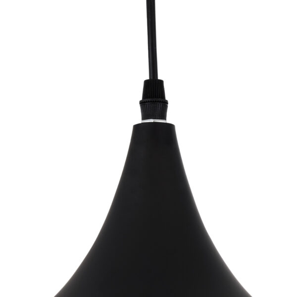 GloboStar® SHANGHAI BLACK 01025-B Μοντέρνο Κρεμαστό Φωτιστικό Οροφής Μονόφωτο 1 x E27 Μαύρο Μεταλλικό Καμπάνα Φ37 x Υ20cm