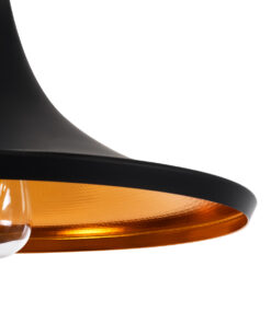 GloboStar® SHANGHAI BLACK 01025-B Μοντέρνο Κρεμαστό Φωτιστικό Οροφής Μονόφωτο 1 x E27 Μαύρο Μεταλλικό Καμπάνα Φ37 x Υ20cm