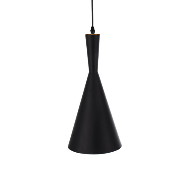 GloboStar® SHANGHAI BLACK 01025-C Μοντέρνο Κρεμαστό Φωτιστικό Οροφής Μονόφωτο 1 x E27 Μαύρο Μεταλλικό Καμπάνα Φ19 x Υ38cm