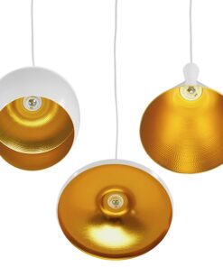 GloboStar® SHANGHAI WHITE 01026 SET 3 Μοντέρνα Κρεμαστά Φωτιστικά Οροφής Τρίφωτο 3 x E27 Λευκά Μεταλλικά Καμπάνα