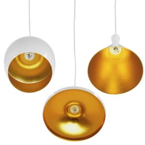 GloboStar® SHANGHAI WHITE 01026 SET 3 Μοντέρνα Κρεμαστά Φωτιστικά Οροφής Τρίφωτο 3 x E27 Λευκά Μεταλλικά Καμπάνα