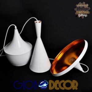 GloboStar® SHANGHAI WHITE 01026 SET 3 Μοντέρνα Κρεμαστά Φωτιστικά Οροφής Τρίφωτο 3 x E27 Λευκά Μεταλλικά Καμπάνα