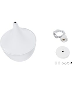 GloboStar® SHANGHAI WHITE 01026-A Μοντέρνο Κρεμαστό Φωτιστικό Οροφής Μονόφωτο 1 x E27 Λευκό Μεταλλικό Καμπάνα Φ25 x Υ30cm