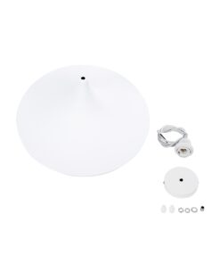 GloboStar® SHANGHAI WHITE 01026-B Μοντέρνο Κρεμαστό Φωτιστικό Οροφής Μονόφωτο 1 x E27 Λευκό Μεταλλικό Καμπάνα Φ37 x Υ17cm