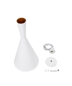 GloboStar® SHANGHAI WHITE 01026-C Μοντέρνο Κρεμαστό Φωτιστικό Οροφής Μονόφωτο 1 x E27 Λευκό Μεταλλικό Καμπάνα Φ19 x Υ38cm