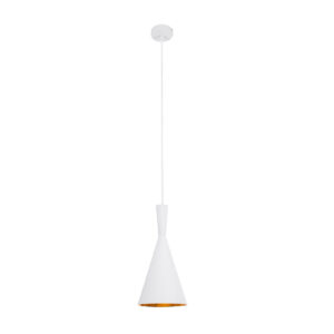 GloboStar® SHANGHAI WHITE 01026-C Μοντέρνο Κρεμαστό Φωτιστικό Οροφής Μονόφωτο 1 x E27 Λευκό Μεταλλικό Καμπάνα Φ19 x Υ38cm
