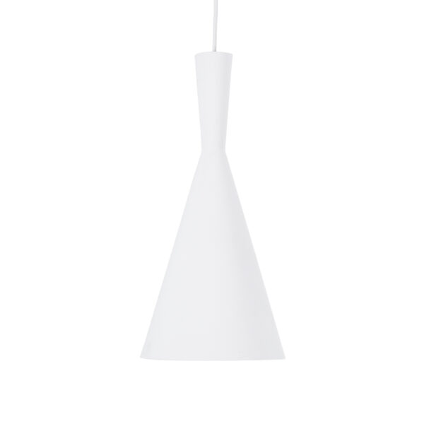 GloboStar® SHANGHAI WHITE 01026-C Μοντέρνο Κρεμαστό Φωτιστικό Οροφής Μονόφωτο 1 x E27 Λευκό Μεταλλικό Καμπάνα Φ19 x Υ38cm