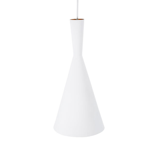 GloboStar® SHANGHAI WHITE 01026-C Μοντέρνο Κρεμαστό Φωτιστικό Οροφής Μονόφωτο 1 x E27 Λευκό Μεταλλικό Καμπάνα Φ19 x Υ38cm