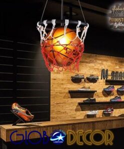 GloboStar® NBA 01027 Μοντέρνο Κρεμαστό Φωτιστικό Οροφής Μονόφωτο 1 x E27 Πορτοκαλί Μεταλλικό Πλέγμα Φ32 x Y58cm