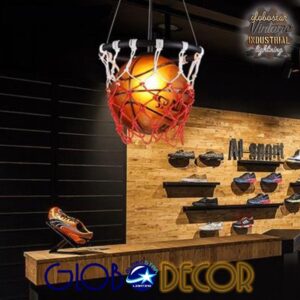 GloboStar® NBA 01027 Μοντέρνο Κρεμαστό Φωτιστικό Οροφής Μονόφωτο 1 x E27 Πορτοκαλί Μεταλλικό Πλέγμα Φ32 x Y58cm