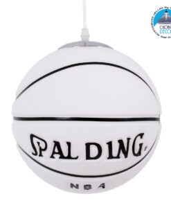 GloboStar® SPALDING NBA 01031 Μοντέρνο Κρεμαστό Παιδικό Φωτιστικό Οροφής Μονόφωτο 1 x E27 Λευκό Μαύρο Γυάλινο Φ25 x Υ25cm