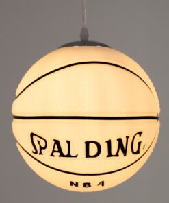 GloboStar® SPALDING NBA 01031 Μοντέρνο Κρεμαστό Παιδικό Φωτιστικό Οροφής Μονόφωτο 1 x E27 Λευκό Μαύρο Γυάλινο Φ25 x Υ25cm