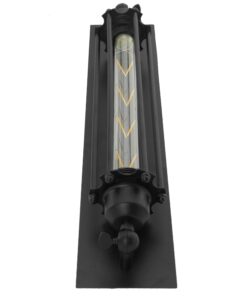 GloboStar® TUBULAR 01033 Vintage Industrial Φωτιστικό Τοίχου Απλίκα Δίφωτο Μαύρο Μεταλλικό Πλέγμα Μ14 x Π13 x Υ47cm