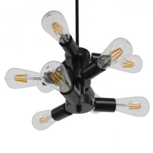 GloboStar® DELIR 01035 Μοντέρνο Industrial Φωτιστικό Οροφής Πολύφωτο Μαύρο Μεταλλικό Φ24 x Y23cm