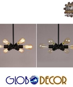 GloboStar® CONFOR 01036 Μοντέρνο Industrial Φωτιστικό Οροφης Πολύφωτο Μαύρο Μεταλλικό Φ24 x Y8cm