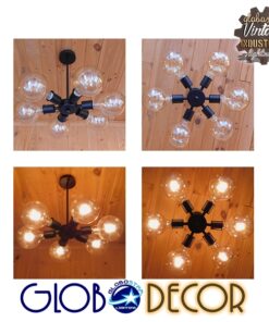 GloboStar® CONFOR 01036 Μοντέρνο Industrial Φωτιστικό Οροφης Πολύφωτο Μαύρο Μεταλλικό Φ24 x Y8cm