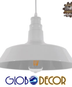 GloboStar® RAY 01043 Vintage Industrial Κρεμαστό Φωτιστικό Οροφής Μονόφωτο 1 x E27 Λευκό Μεταλλικό Καμπάνα Φ36 x Y25cm