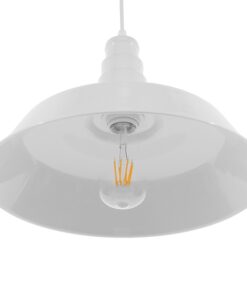 GloboStar® RAY 01043 Vintage Industrial Κρεμαστό Φωτιστικό Οροφής Μονόφωτο 1 x E27 Λευκό Μεταλλικό Καμπάνα Φ36 x Y25cm